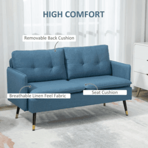 Homcom 2 Seater Sofas Button Tufted Blue Homcom 2 Seater Sofas Button Tufted Blue