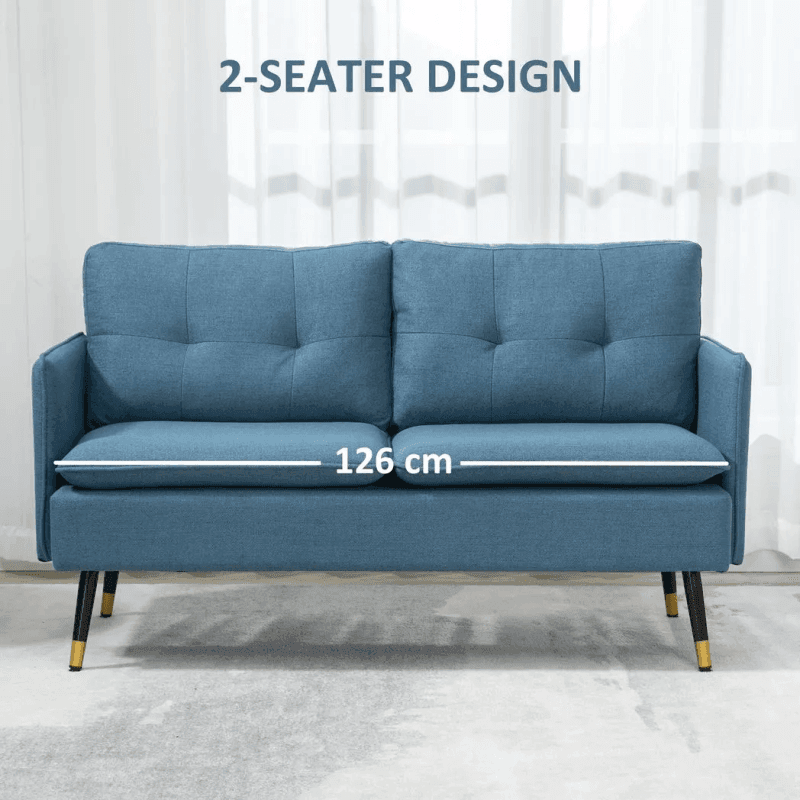 Homcom 2 Seater Sofas Button Tufted Blue Homcom 2 Seater Sofas Button Tufted Blue