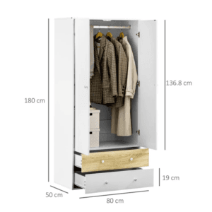 Homcom 2 Door Wardrobe w/ Drawers