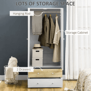 Homcom 2 Door Wardrobe w/ Drawers
