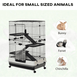 PawHut Small Animal Cage W/ Ramp 3-Tier