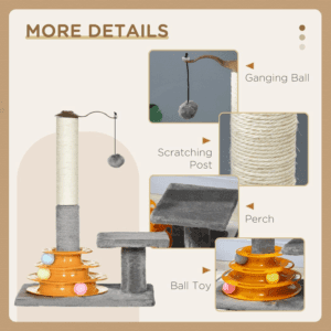 PawHut Cat Tree w/ Cat Toys 56cm