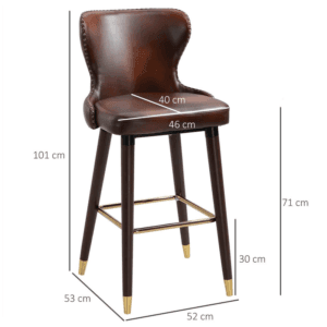 Homcom Bar Stools Set of 2 PU Leather Brown