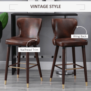 Homcom Bar Stools Set of 2 PU Leather Brown