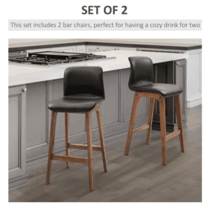 Homcom Bar Stools w/ Footrest Set of 2