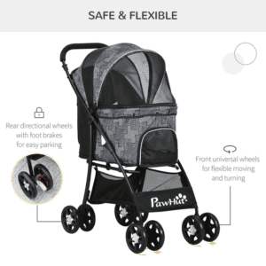 PawHut Foldable Dog Stroller Grey