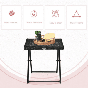 Outsunny Square Rattan Coffee Table Bistro Black