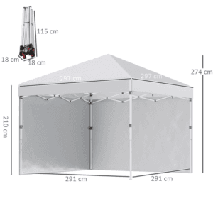 Outsunny 3 x 3m Pop Up Gazebo White