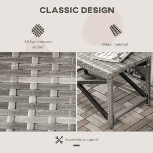 Outsunny Outdoor Coffee Table w/ Full Woven Top