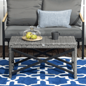 Outsunny Outdoor Coffee Table w/ Full Woven Top