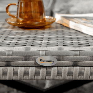 Outsunny Outdoor Coffee Table w/ Full Woven Top