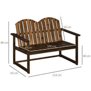 Outsunny Wooden Bench 2 People Loveseat