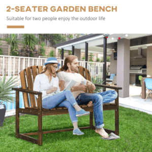 Outsunny Wooden Bench 2 People Loveseat