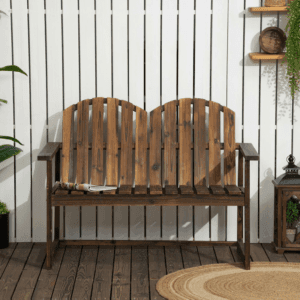 Outsunny Wooden Bench 2 People Loveseat