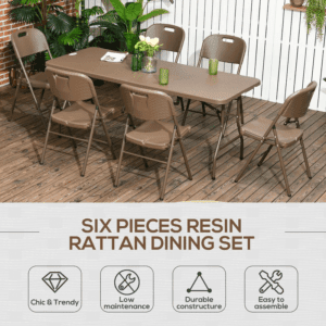 Outsunny Rattan Dining Set 7pc