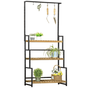 Outsunny 3 Tier Planter Rack w/ Hooks
