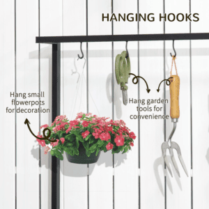 Outsunny 3 Tier Planter Rack w/ Hooks