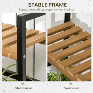 Outsunny 3 Tier Planter Rack w/ Hooks