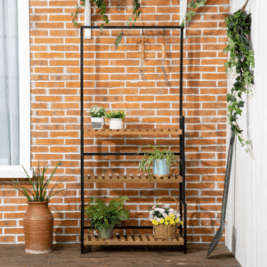 Outsunny 3 Tier Planter Rack w/ Hooks