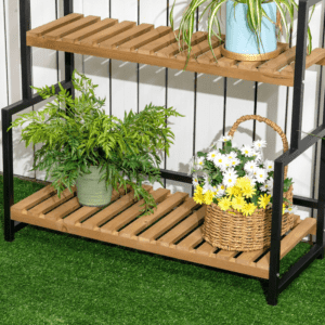 Outsunny 3 Tier Planter Rack w/ Hooks