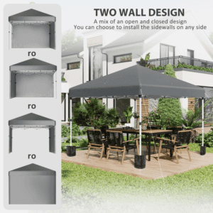 Outsunny 3 x 3m Pop Up Gazebo Dark Grey