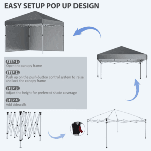 Outsunny 3 x 3m Pop Up Gazebo Dark Grey