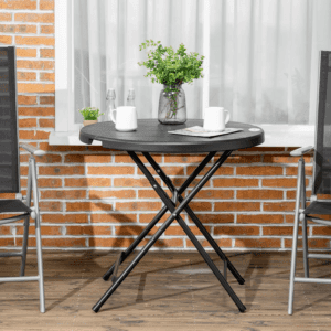 Outsunny Garden Table for 4 Round Steel Frame