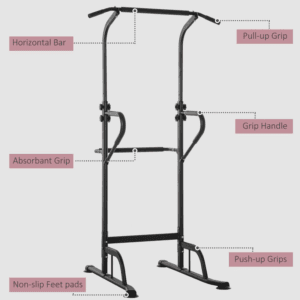 Homcom Power Tower Dip Station Pull Up Bar