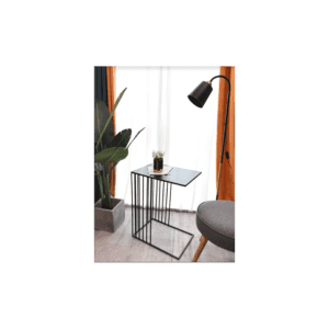 Slender Metal Side Table Iron & Glass