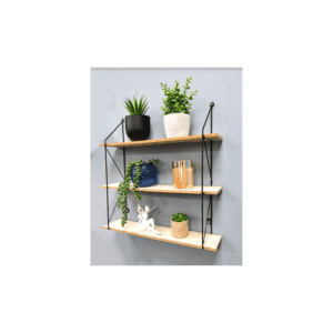 Chelf 3 Tier Wall Shelf Black & Oak