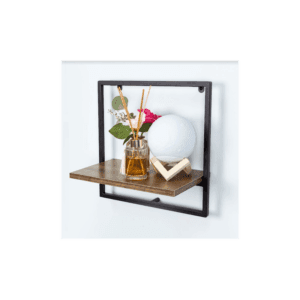 Pargi Dark Oak Wall Shelf w/ Black Frame