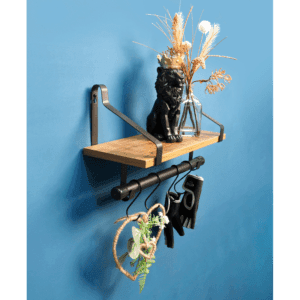 Pargi Dark Oak Wall Shelf w/ Black Rail