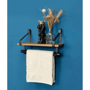 Pargi Dark Oak Wall Shelf w/ Black Rail