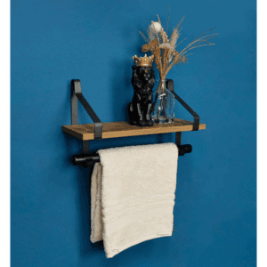 Pargi Dark Oak Wall Shelf w/ Black Rail