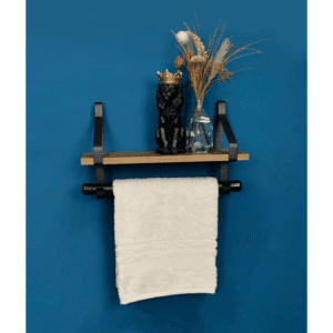 Pargi Dark Oak Wall Shelf w/ Black Rail