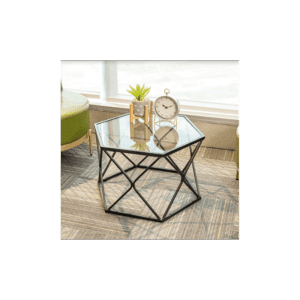Slender Coffee Side Table Hexagon Glass