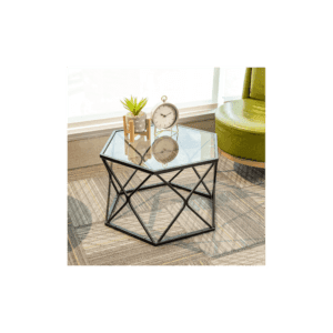 Slender Coffee Side Table Hexagon Glass