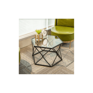 Slender Coffee Side Table Hexagon Glass