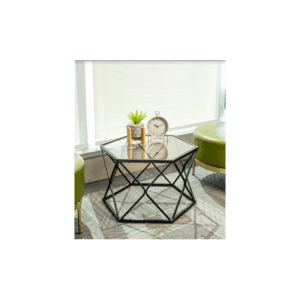Slender Coffee Side Table Hexagon Glass