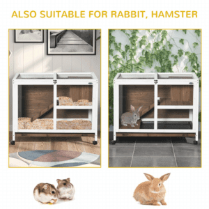 PawHut Wood Rabbit Hutch w/ Tray Ramp