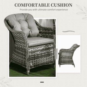 Outsunny 7pc Rattan Dining Set w/ Glass Table