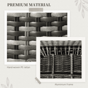 Outsunny 7pc Rattan Dining Set w/ Glass Table