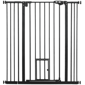 PawHut Dog Gate w/ Cat Door Auto Close