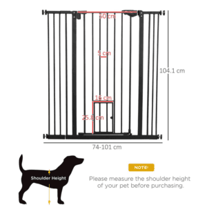 PawHut Dog Gate w/ Cat Door Auto Close