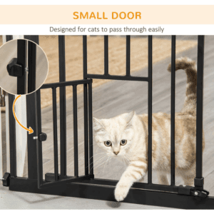 PawHut Dog Gate w/ Cat Door Auto Close