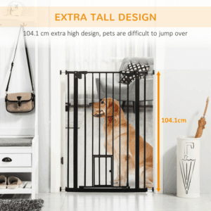 PawHut Dog Gate w/ Cat Door Auto Close