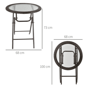 Outsunny Round Tempered Glass Table