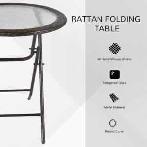Outsunny Round Tempered Glass Table