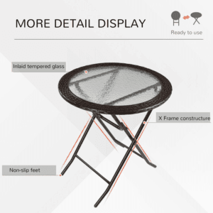 Outsunny Round Tempered Glass Table