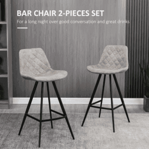 Homcom Bar Stools Set Of 2 Microfiber Cloth
